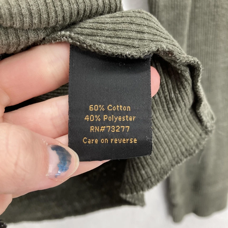 Camisa Helix Para Hombres Mediana Verde Térmica Acanalada Manga Larga Hombro Charreteras Y2K Foto 3 de 4