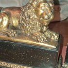 Vintage Gold Lion Metal Bookends Pair, 3D Effect, Black Rectangular Base — photo 5