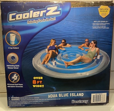 CoolerZ  8 Foot Wide  Mattress 6 Person Floating Island 4 Cup Holder Brand New