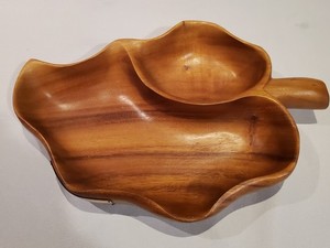 Vintage Monkey Pod Divided Wooden Serving Dish
