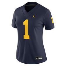 Jordan Michigan Wolverines Football 1 WOMEN AUTHENTIC GAME NAVY Jersey