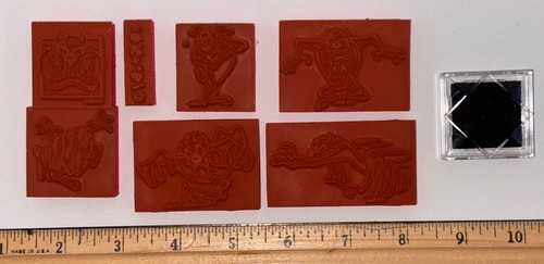 TAZ Looney Tunes Tasmanian Devil Rubber Stamps Set Vintage Rubber Stampede - Bild 3 von 4