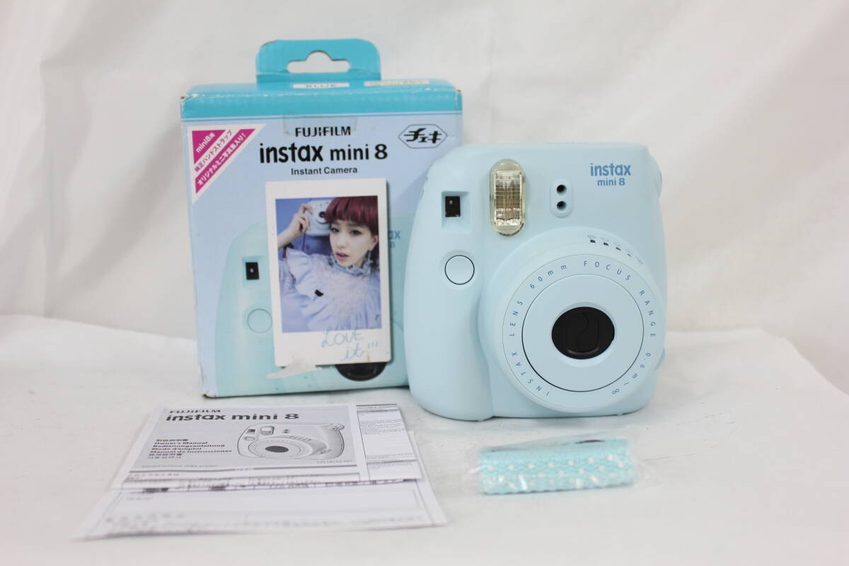 Fujifilm Instax Mini 8 Blue Instant Camera with 60mm Lens and Original Box
