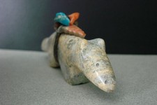 Lg. 4" Vintage  1970's Zuni Serpentine Wolf/Fox Fetish Carving By Edna Leki (d.)