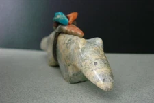 Lg. 4" Vintage  1970's Zuni Serpentine Wolf/Fox Fetish Carving By Edna Leki (d.)