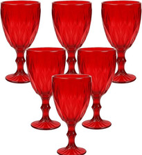Cecaro Group - Set 6 Bicchieri Rossi a Calice da Acqua 340 ml