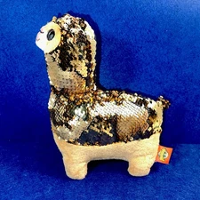 Adventure Planet 10" Gold Sequined Plush  / Stuffed Llama Alpaca Toy