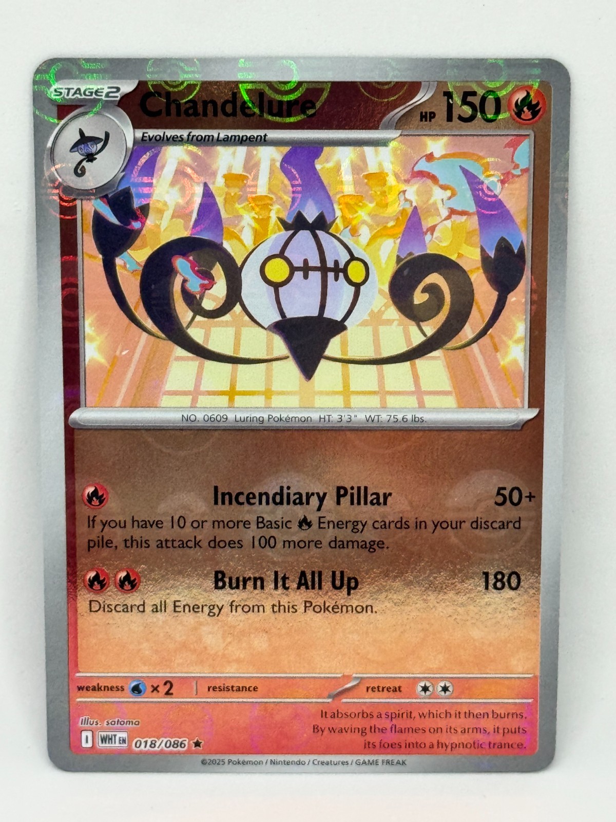 Pokemon TCG Chandelure (Poke Ball Pattern) 018/086 Sv: White Flare Holo NM
