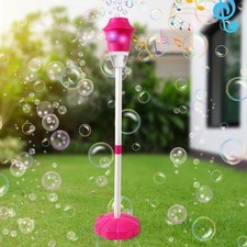 Kids Bubble Maker Automatic Blaster w/ Music Lights Adjustable Height Party Red