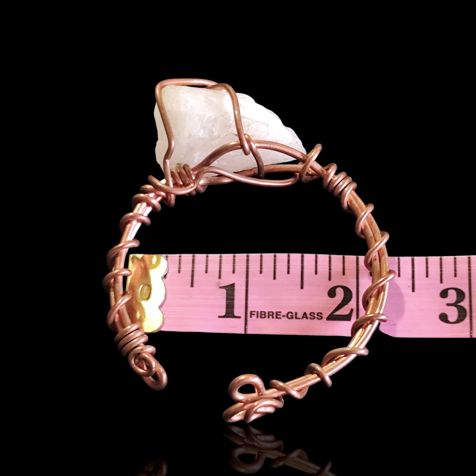 Solid Copper Quartz Stone Wire Wrap Cuff Bracelet… - image 4