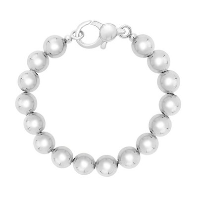 Kräftiges Perlenarmband aus rhodiniertem Sterlingsilber (10,00 mm)