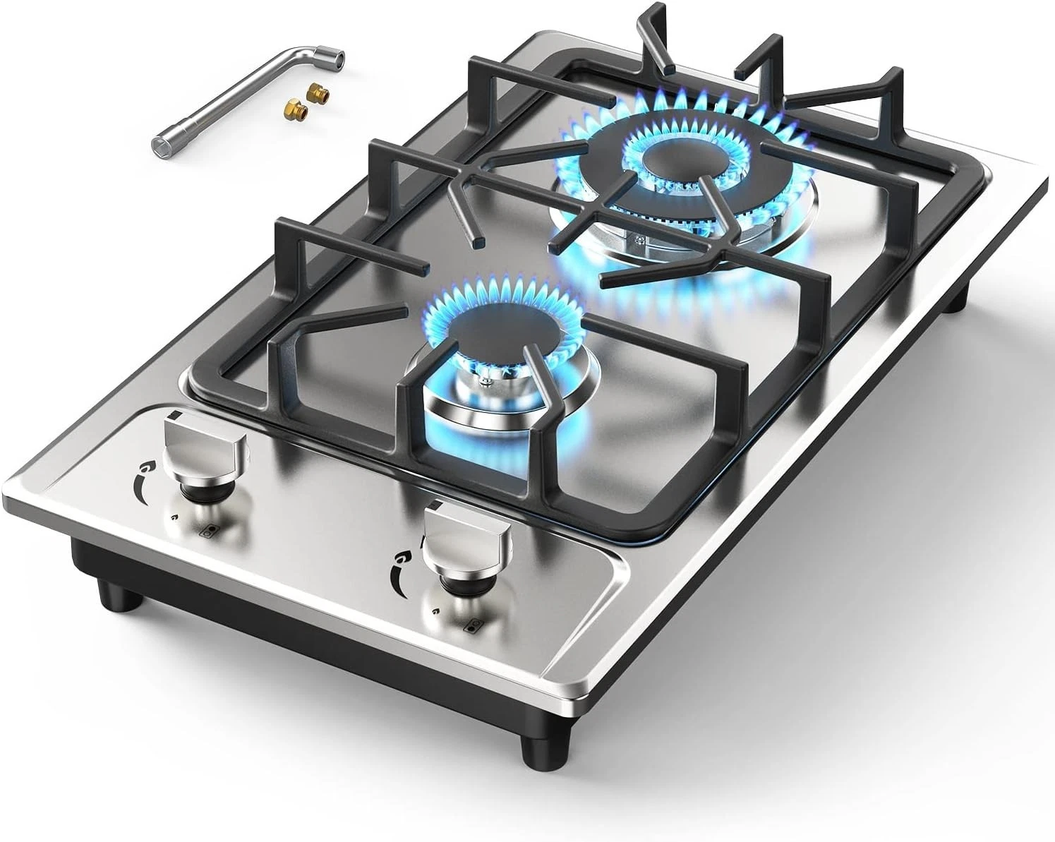 12 Inch 2-Burner Gas Stove: Portable Stainless Steel Propane Cooktop for RV, Apa