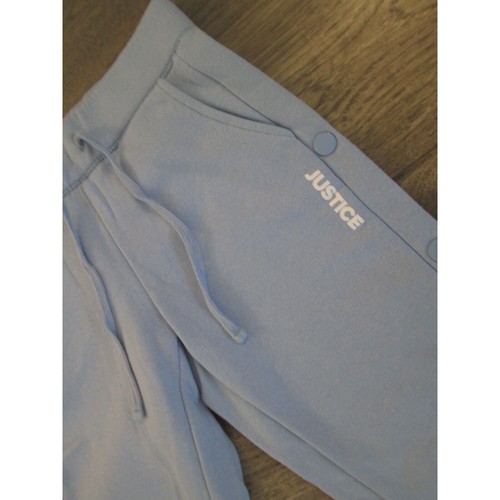 Blue Sweat Pants Pastel Girls Kids Size 7 Justice Faux Snap Down Tapered Joggers - Picture 4 of 6