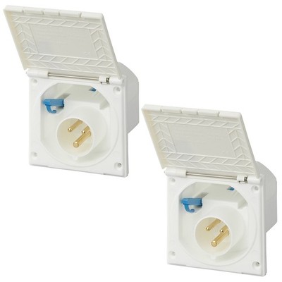 2x CEE Aussensteckdose Ø94mm 220-240V Wohnwagen Wohnmobil Einspeisung 16A IP44