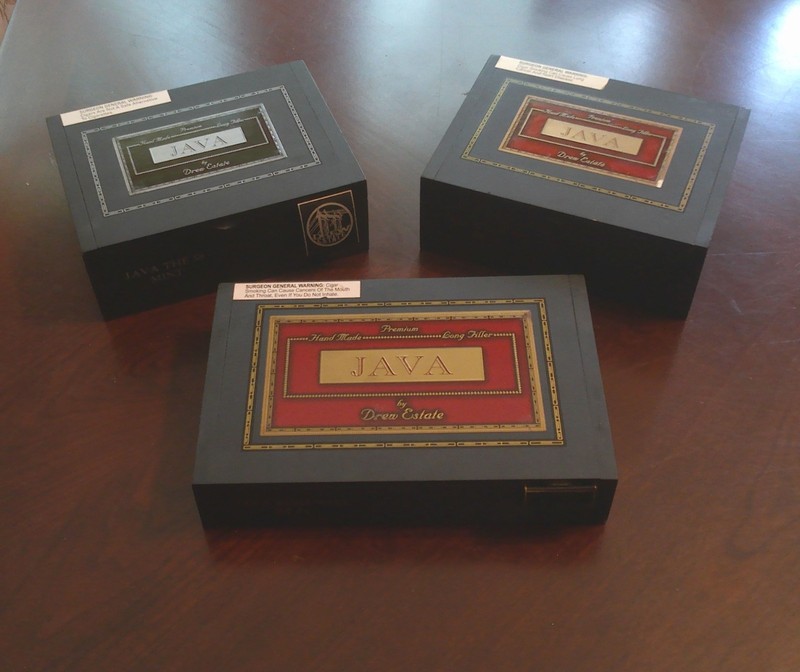WOOD CIGAR BOX'S LOT OF 3-Drew Estate- Java Mint,, The 58 Red,, Robusto red