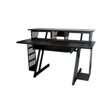Large DJ Workstation Stand Equipment Desk Black - On-Stage