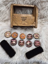 Vintage Esquire Footman Shoe Shine Box With Kiwi Polish And Brushes