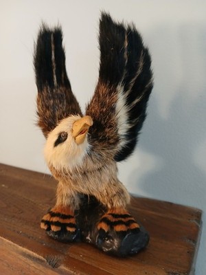Realistic Eagle Made with Real Fur Figurine. 8 Inch. Beautiful.