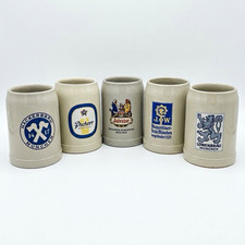 Hackerbr&auml;u Pschorr Augustiner L&ouml;wenbr&auml;u Salvator German Beer Mugs Set of 5