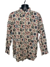 Vintage Ralph Lauren Skiing Ski All Over Print Shirt 90s 1990s Chaps Men's Large