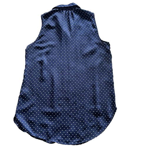 H&M Navy Blue Polka Dot Sleeveless Satin Blouse EUR 38 UK 10 *vgc, slight flaw* - Picture 19 of 23