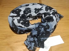 CEJON Women's LT Weight Infinity Scarf, Polyester, Floral Black,Blue Grays, 1SFM