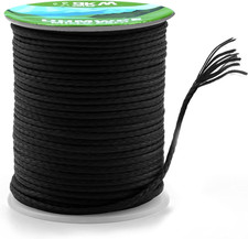 100 UHMWPE Braided Cord, 1.0Mm Black 100Ft 350Lb Hollow Rope for Hammock, Kite,