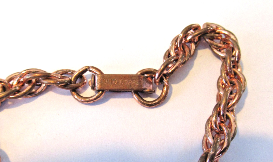 Vtg Solid Copper 7" Chain Link Bracelet - image 2