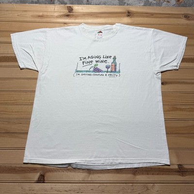 Vintage Y2K I'm Aging Like Fine Wine Complex Fruity Funny Graphic T-Shirt - XL