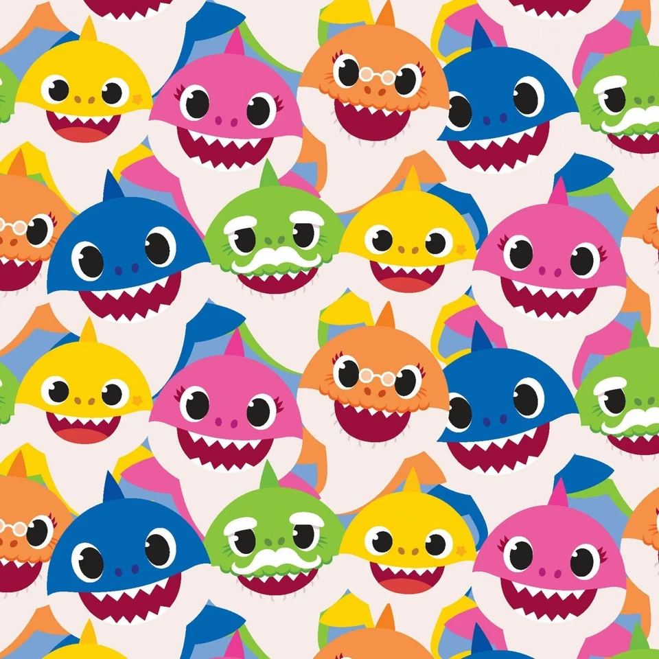 BTY Nickelodeon Baby Shark Family Packed White Cotton Fabric By The Yard 73757 - Image 3 of 3