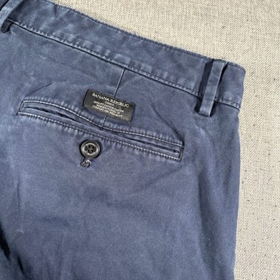 Banana Republic Fulton Chino Pants Mens 36x34 Navy Blue Slim Fit Cotton Stretch