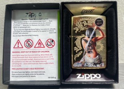 Zippo 29668, Mazzi-Woman & Sword Design, High Polish Brass Lighter