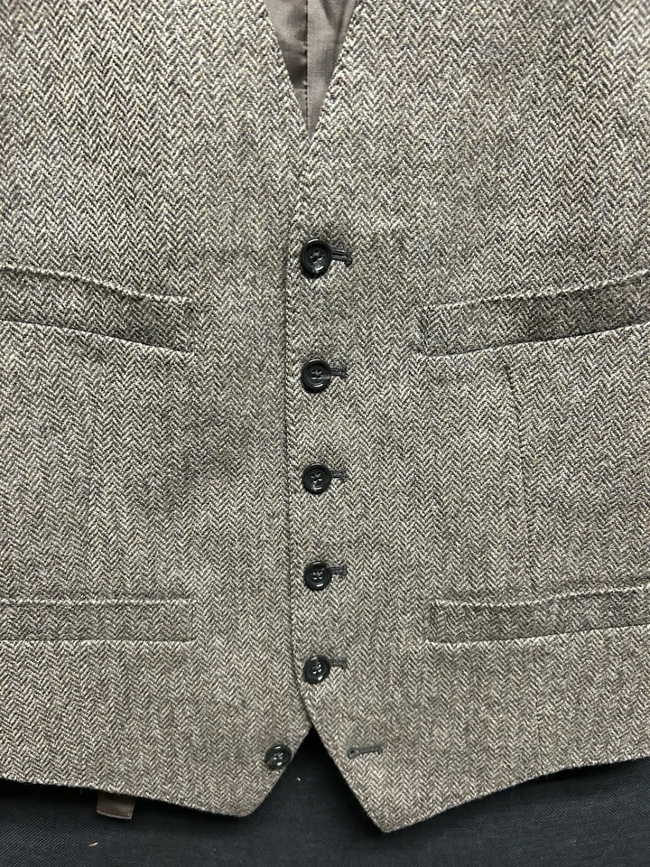 Chaleco para hombre J Crew talla XS lana luna marrón espiga Foto 3 de 4