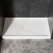60x36 Inch White Acrylic Shower Base, Center Drain, Non-Slip Textured Surface