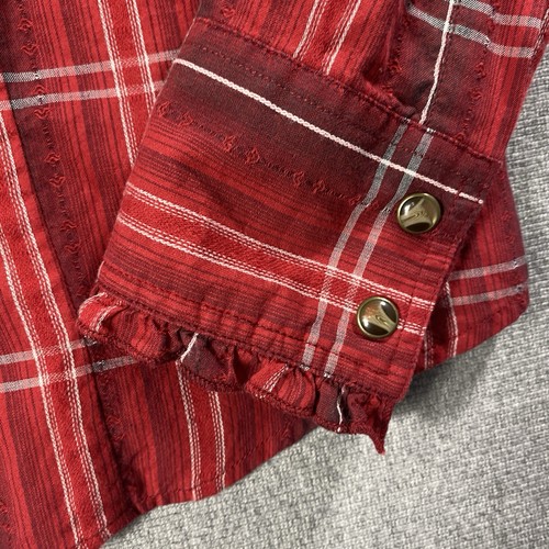 Telluride Clothing Red Plaid Long Sleeve Marble Snap Buttons Women's Shirt Sz M - Picture 6 of 6