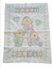 Vintage Cross-Stitch Needlepoint Clown Sweet Dreams Unfinished Crib Blanket...