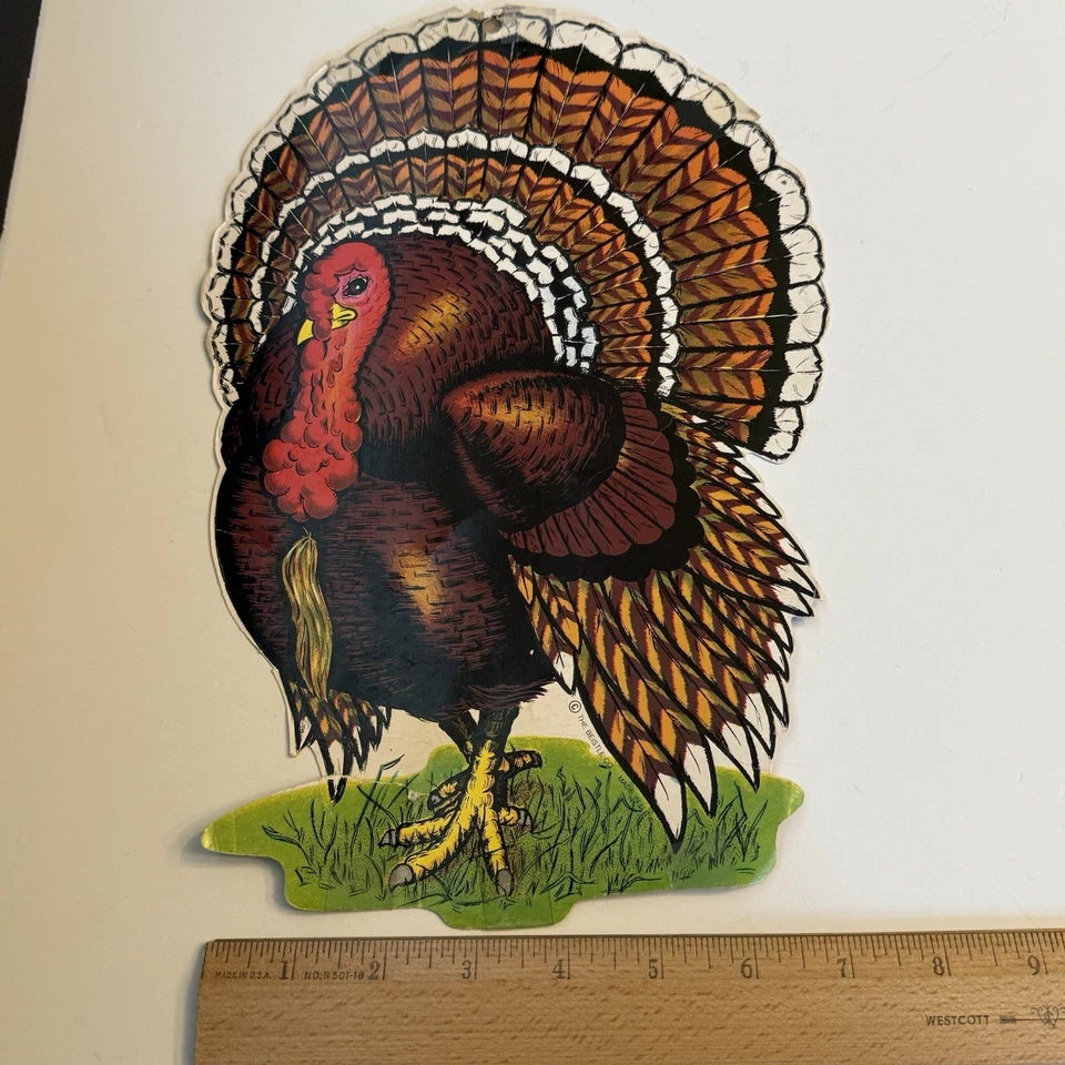 Decoração de janela de parede 4 vintage Ação de Graças Beistle Eureka EUA peru abóbora peregrina - Imagem 4 de 4