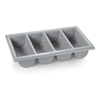 Besteckkasten Bestecksortierer 1/1 Gn 4 FäCher Grau Polyethylen Gastlando
