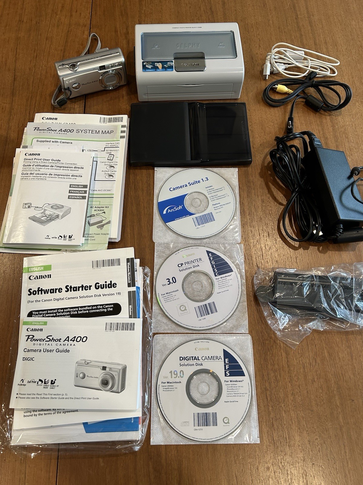 Canon Powershot A400 DigiCam & Selphy CP400 Photo Printer Combo + Canon Bag