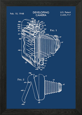 DEVELOPING CAMERA BLUE Framed Wall Art Poster Canvas Print Picture