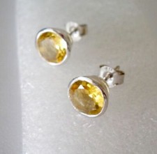 Ohrringe, Ohrstecker mit Citrin, 925er Silber - Gelb