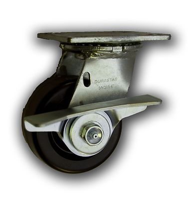 4'' x 2'' Heavy Duty Swivel Caster w/ Phenolic Wheel & Side Brake 800# 