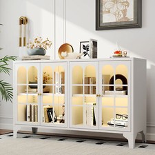 Steel Sideboard Buffet Cabinet Collectible Display Cabinet Kitchen Storage Shelf