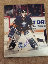 Sabres Clint Malarchuk signed 8x10 W/COA pose 1