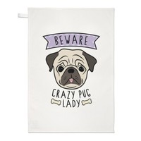 Beware VerrüCkte Mops Damen Geschirrtuch SpüLlappen - Lustig Hund Tiere Süß