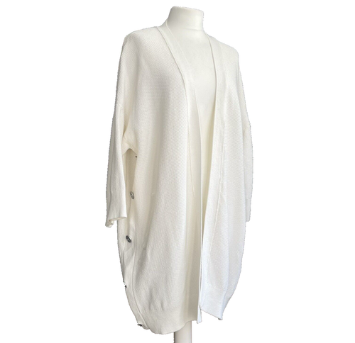 Mint Velvet Longline Cardigan 12 Ivory Textured Oversize Cotton Hardly Worn