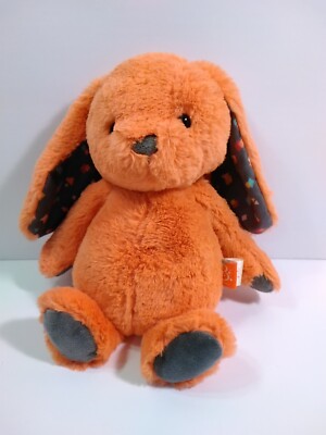 B Softies Coral Cutie Orange Bunny Rabbit Soft Plush Gray Nose Bean Bag 12''