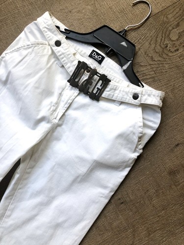 White Pants With DG Logo Buckle Size 