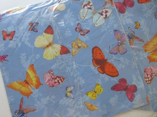 Vintage 1990s Butterfly Botanical Gift Wrap Wrapping Paper Hallmark 4 Sheets USA - Picture 4 of 6