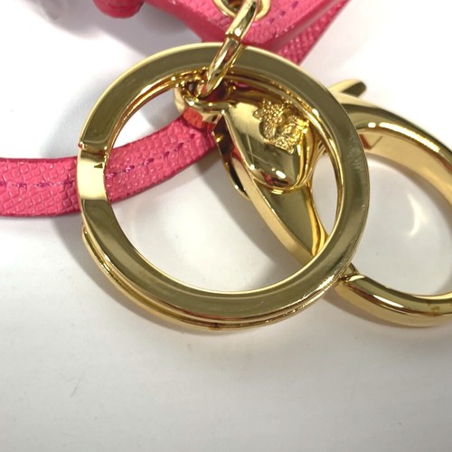 MCM Vicetos logo Bag Design Bag Charm Key Holder Leather Beige/pink Unused - Picture 12 of 16